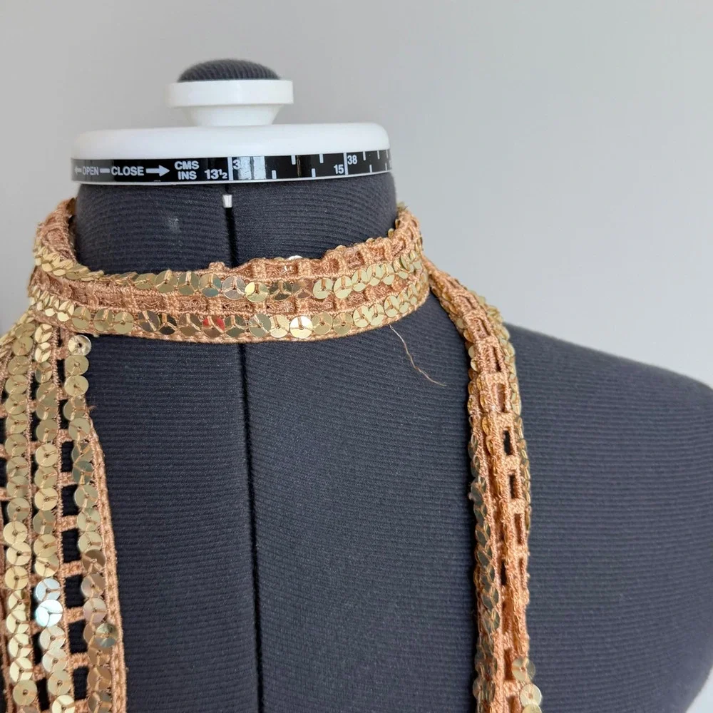 Vintage Y2K‎ Sequin Crochet Neck Scarf